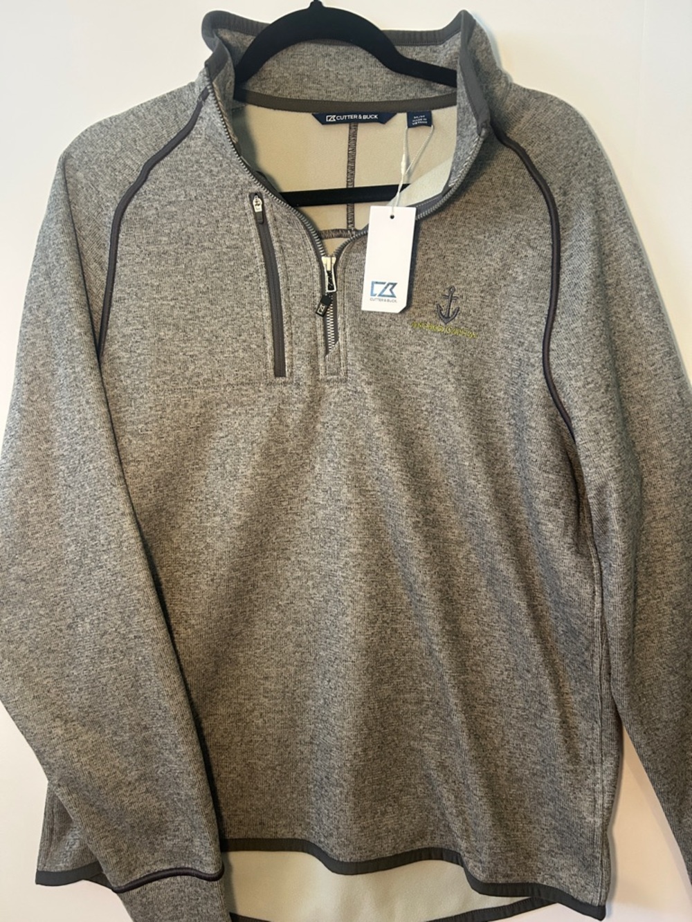Cutter & Buck Men's Heather Gray Quarter-Zip Pullover with Anchor Logo